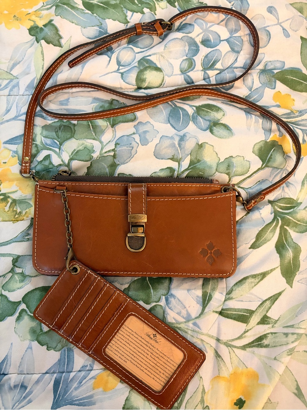 Patricia Nash Tan Leather Crossbody Wallet Bag with Cardholder
